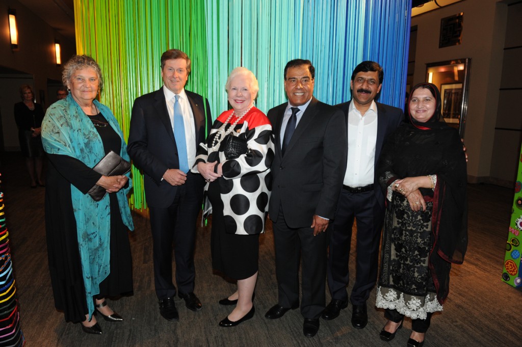 From left Maria Campbell, Mayor John Tory, The Honourable Elizabeth Dowdeswell, Dr Abuelaish, Ziauddin Yousafzai and Tor Pekai