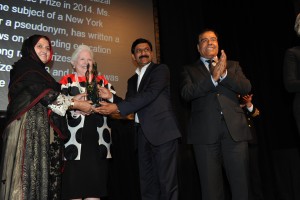 From left Tor Pekai, The Honourable Elizabeth Dowdeswell, Ziauddin Yousafzai and Dr Abuelaish,